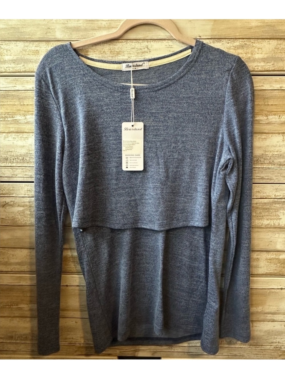 🤱 Bearsland Blue Layered Nursing Maternity Top Size Medium NWT
